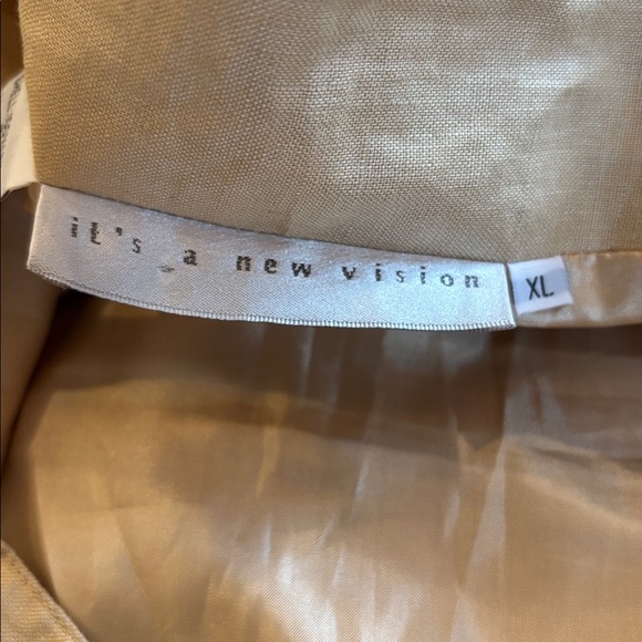 Vintage Y2K 90s It's A New Vision Tan Beige Pure Linen Midi Skirt Sash Belt XL - Picture 4 of 5